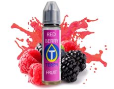Bottle with fruity e-liquid for electronic cigarette with red fruit savour