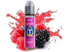 Bottle with fruity e-liquid for electronic cigarette with red fruit savour 