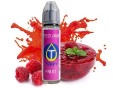 Red jam vape liquid with strawberry jam savour