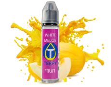 Bottle of vape liquid with white melon taste