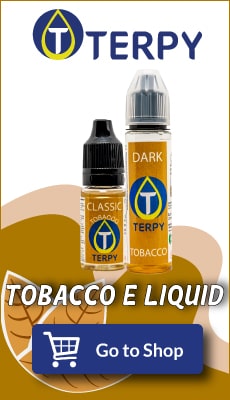 Banner of terpy's tobacco e liquid for electronic cigarette