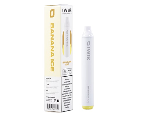 box with IWIK disposable electronic cigarette vape pen banana ice flavor