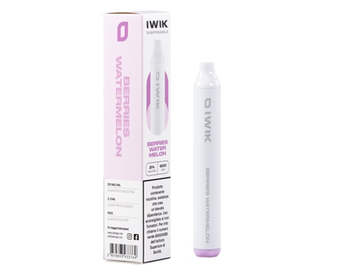 box with IWIK disposable electronic cigarette vape pen berries watermelon flavor