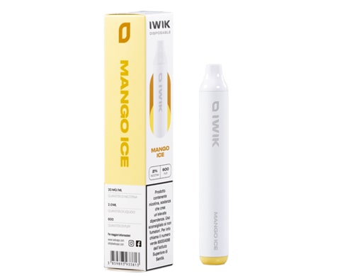 box with IWIK disposable electronic cigarette vape pen mango ice flavor
