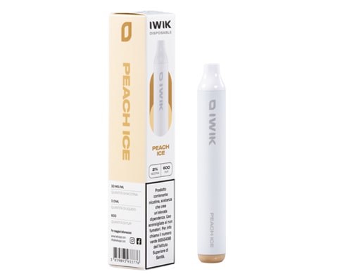 box with IWIK disposable electronic cigarette vape pen peach ice flavor