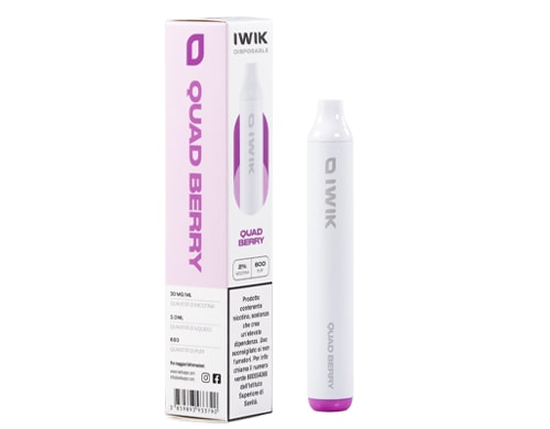 box with IWIK disposable electronic cigarette vape pen quad berry flavor