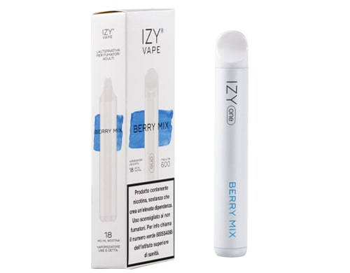 box with IZY disposable electronic cigarette vape pen berry mix flavor
