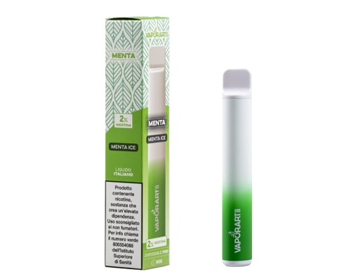box with VAPORART disposable electronic cigarette vape pen menta flavor