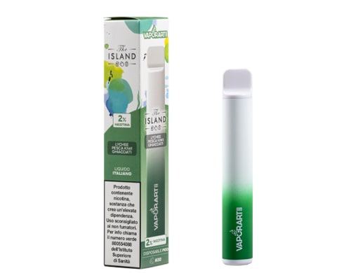 box with VAPORART disposable electronic cigarette vape pen the island flavor